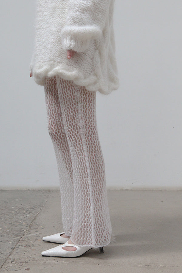 SWAYING/KNIT Flared Pants SW212XZ48 White PS26